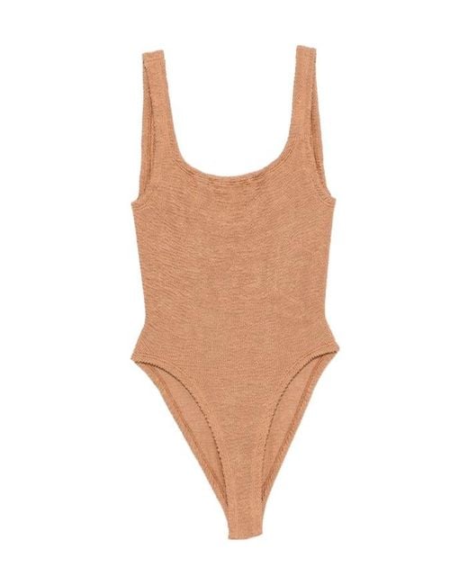 Hunza G Brown Sleeveless One-Piece Swimsuit