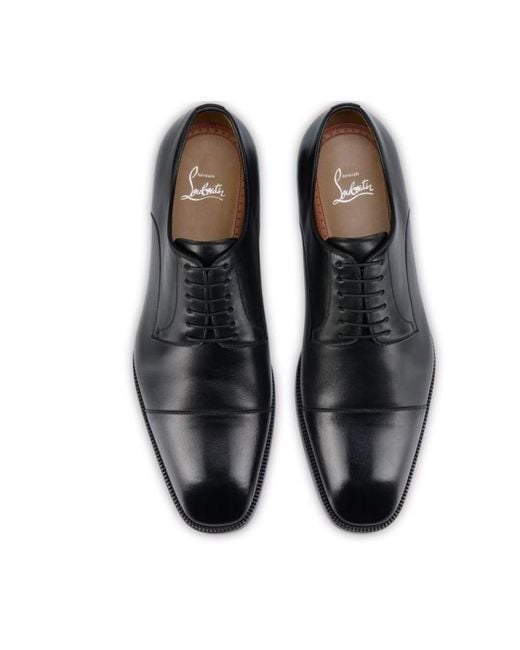 Christian Louboutin Black Almond Toe Lace-Up Shoes for men