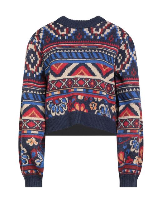 Farm Rio Blue Intarsia-Knit Jumper