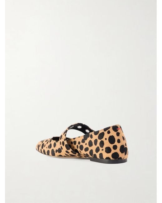 Aeyde Brown Leopard-Print Pony Hair Mary Jane Ballet Flats