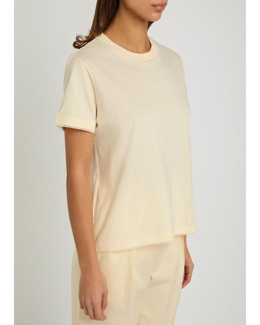 Moncler White Logo-Appliquéd Scalloped Cotton T-Shirt