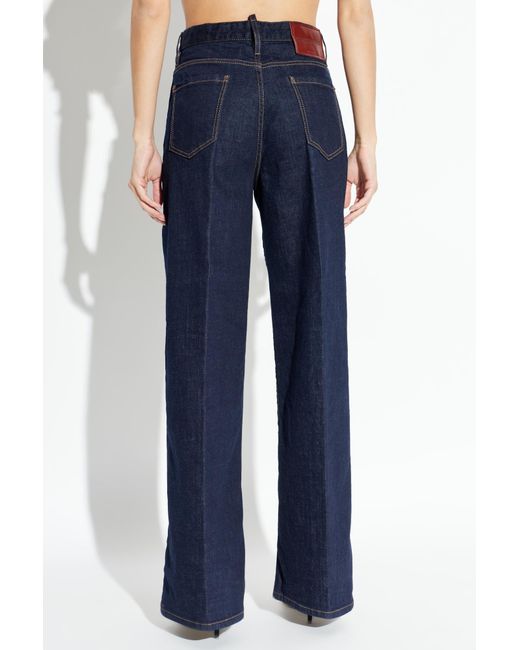 DSquared² Blue Baggy Logo-Patch Jeans
