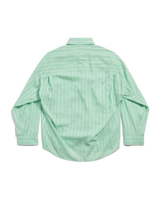Balenciaga Green Striped Long-Sleeved Shirt