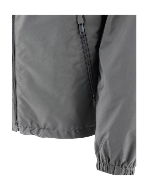 Prada Gray Re-Nylon Logo-Print Blouson Jacket for men