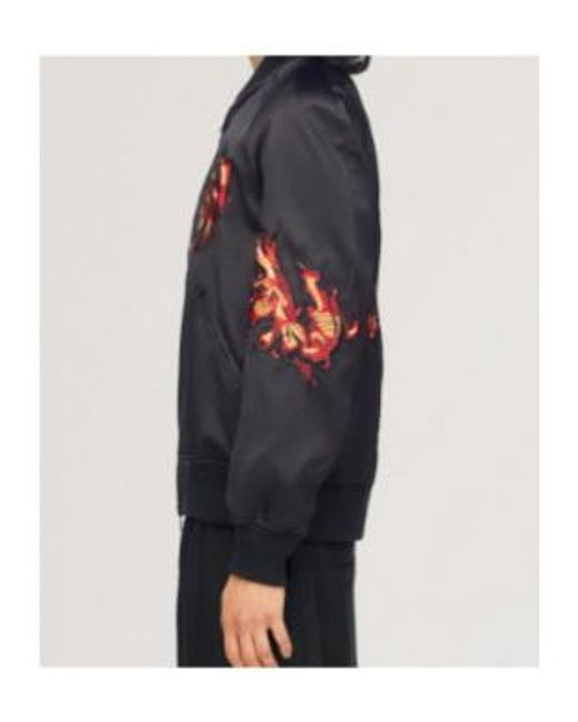 Y-3 Black Embroidered Graphic Satin Souvenir Jacket for men