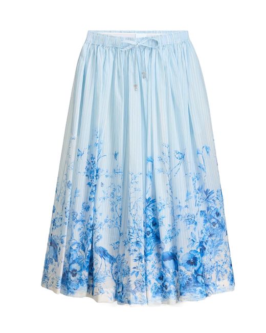 Dior Blue Iviera Mid-Length Flared Skirt