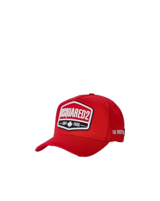 DSquared² Red Logo-Patch Cotton Cap for men