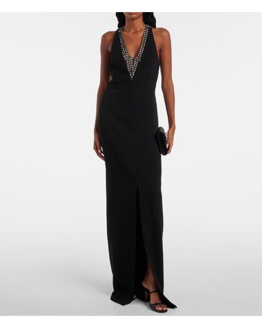 Max Mara Black Secolo Embellished V-Neck Sleeveless Dress