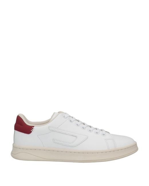 DIESEL White Two-Tone Low-Top Leather Shoes