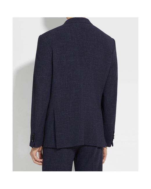 Zegna Blue Long-Sleeved Suit Jacket for men