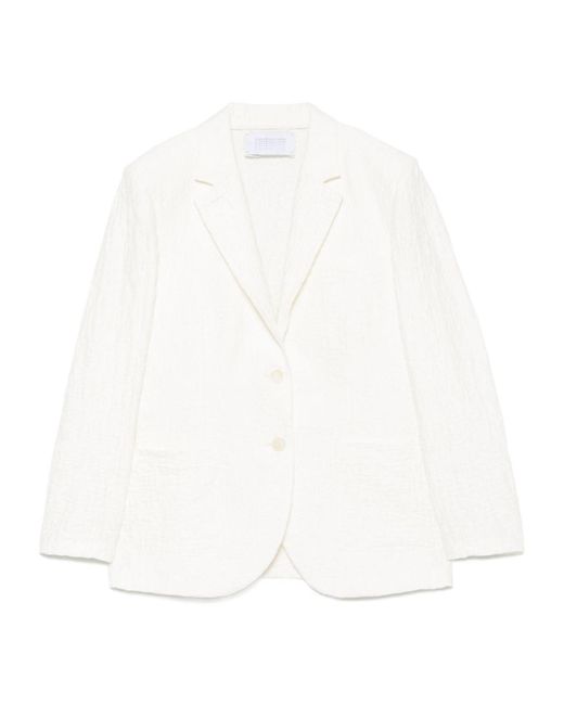 Harris Wharf London White Crinkled Shoulder-Pads Blazer