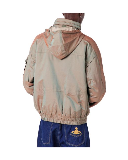 Vivienne Westwood Gray Iridescent Gradient Hooded Jacket for men