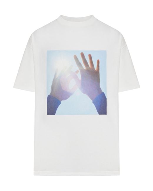 Jil Sander White Cotton T-Shirt With Photographic Print