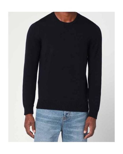 Drumohr Blue Merino Wool Crew-Neck Sweater for men