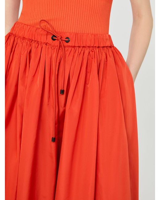 Max Mara Red Elastic Waist Midi Skirt