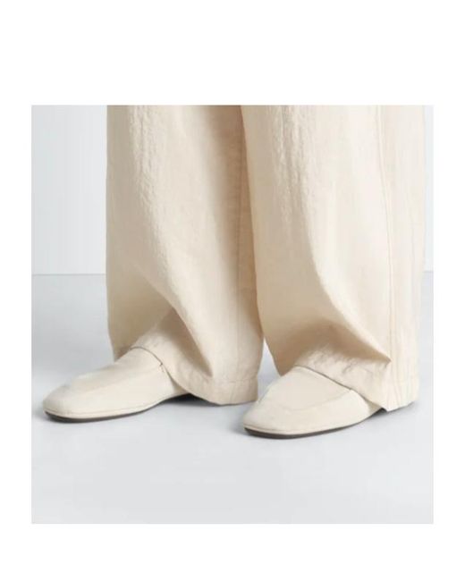 Lemaire White Square Toe Slip-On Loafers