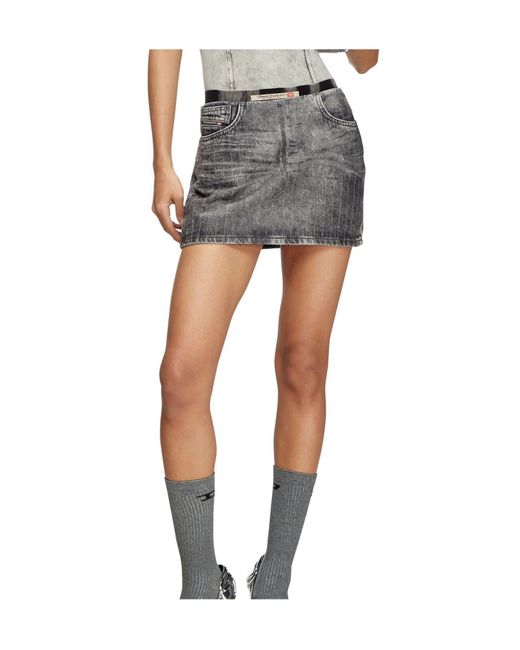 DIESEL Black De-Pra-Mini-S3 Pinstripe Denim Mini Skirt