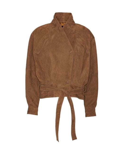 ROTATE BIRGER CHRISTENSEN Brown Biker Leather Jacket