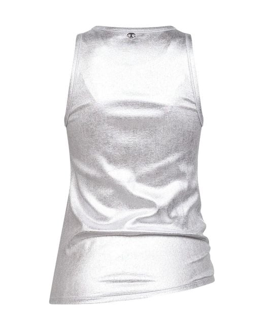 Rabanne White Rabanne Ribbed Asymmetric Hem Top