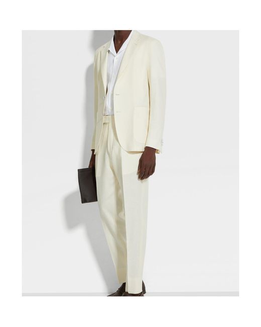 Zegna White Long-Sleeved Suit Jacket for men