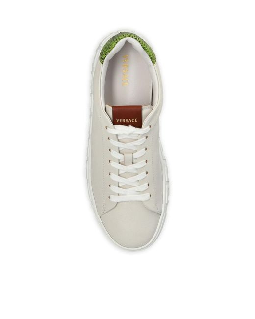 Versace White Greca Lace-Up Sneakers