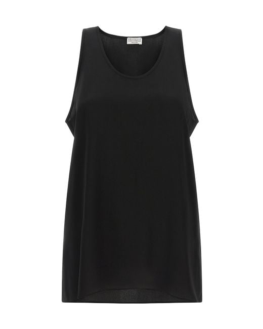 Brunello Cucinelli Black 'Monile' Silk Top