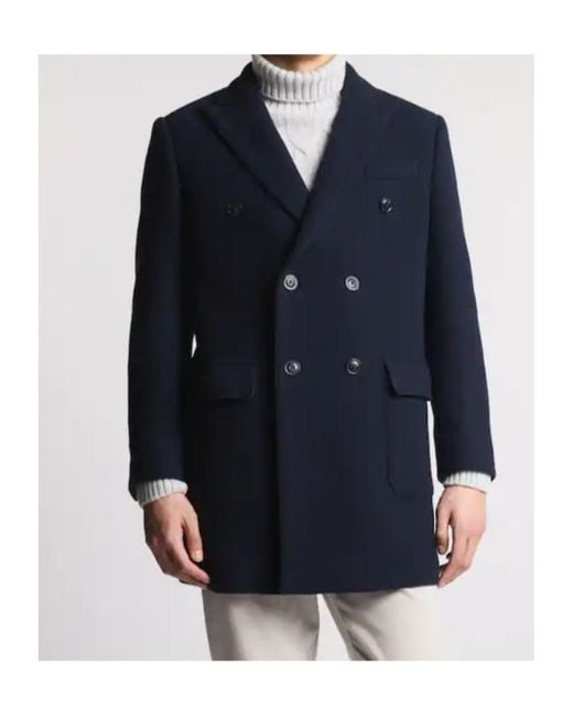 Fay Blue Double-Breasted Coat for men