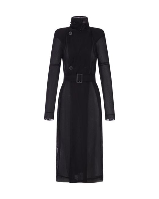 Rick Owens Black Maria Belted Trench Coat