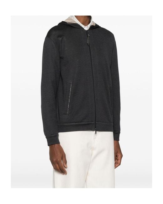 Brunello Cucinelli Black Monile Zipped Hoodie