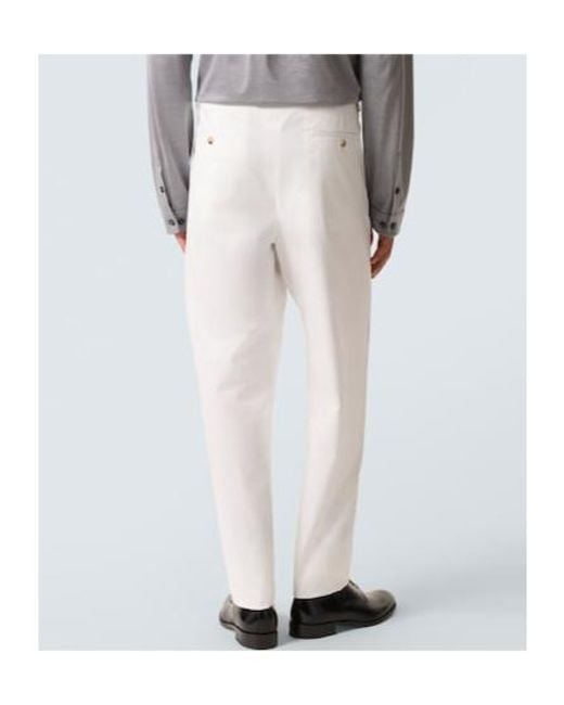 Giorgio Armani White Cotton-Blend Straight Pants for men