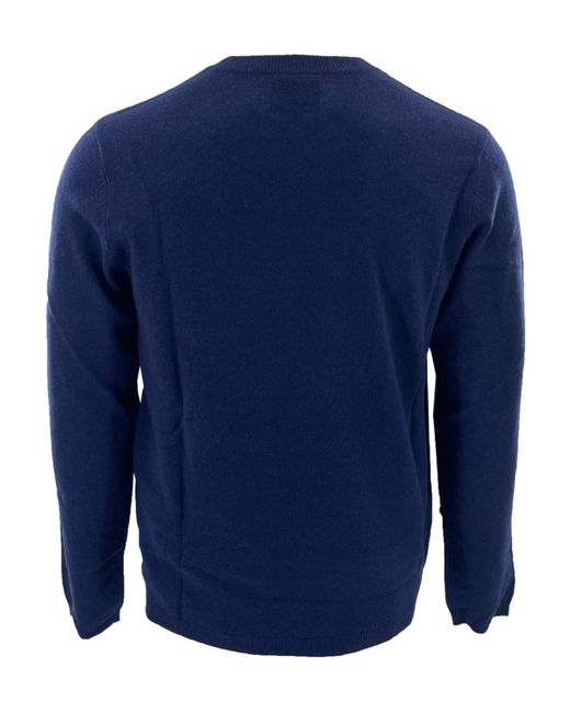 Armani Collezioni Blue Round-Neck Long-Sleeved Sweater for men