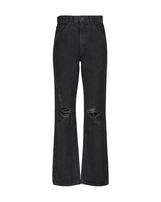 SLVRLAKE Denim Black Wide-Leg Ripped Jeans