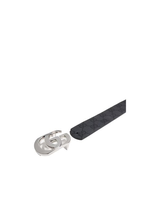 Gucci White Logo Plaque Monogrammed Belt for men