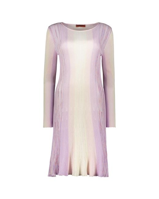 Missoni Pink Ribbed Fitted Knitted Midi Dress