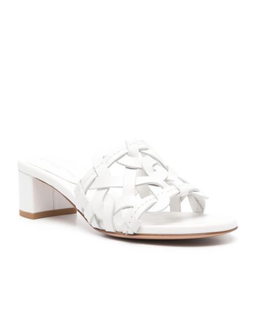Gianvito Rossi White Round-Headed High-Heeled Sandals