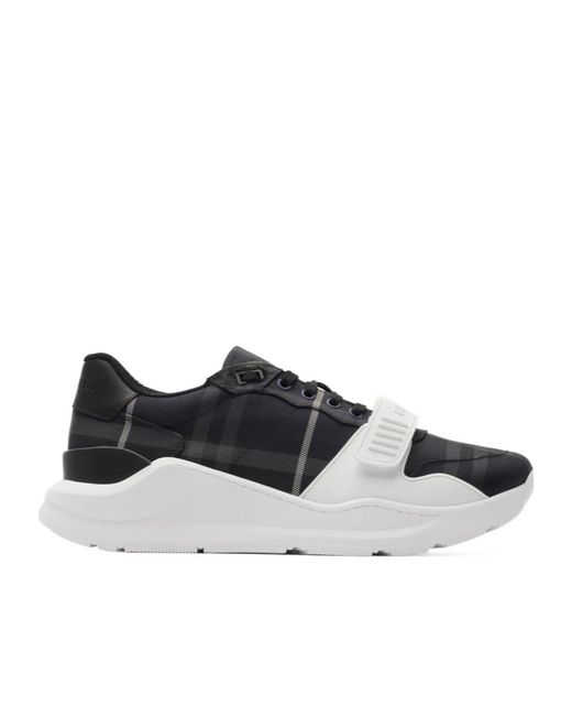 Burberry Black Checked Lace-Up Sneakers for men