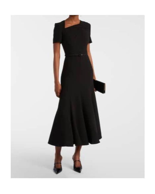 Roland Mouret Black Belted Crêpe Midi Dress