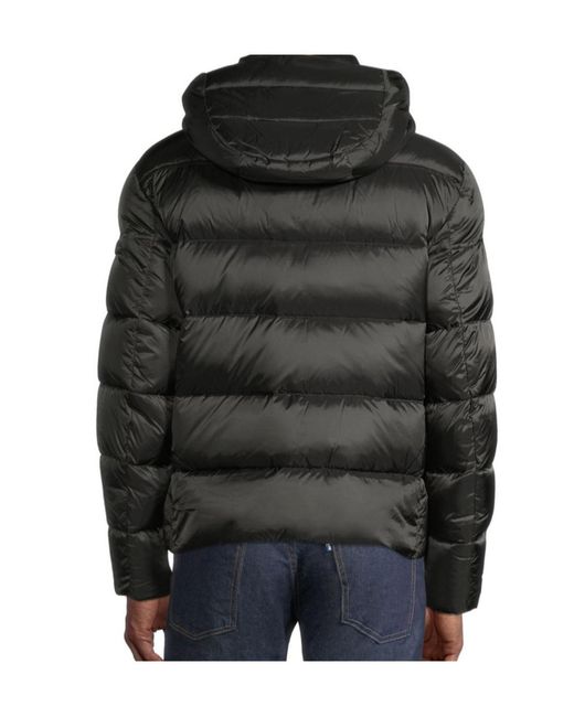 Moorer Black Hooded Quilted Down Jacket for men