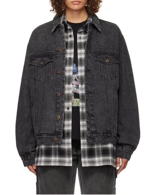we11done Women's Black Jeff Rhinestone Denim Jacket