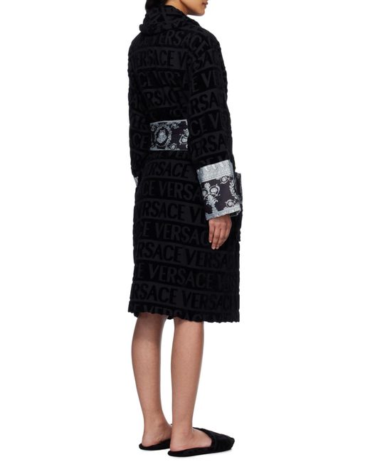 Versace Black I Love Baroque Belted Bathrobe for men