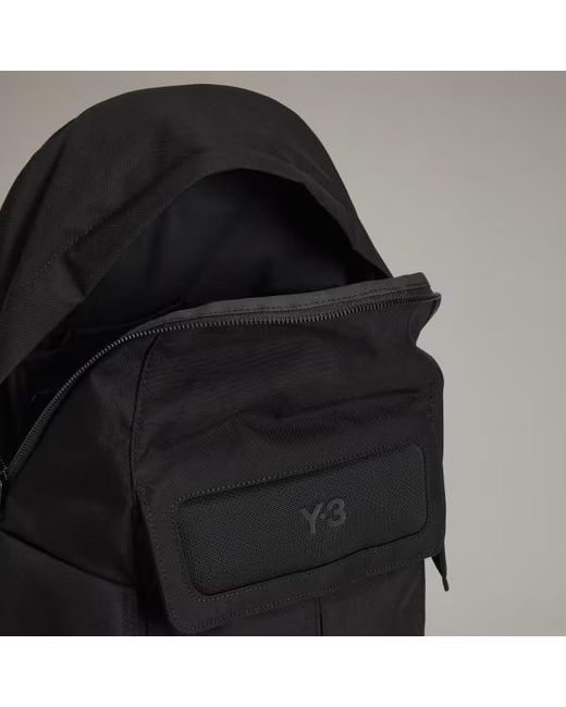 Y-3 Black Front Pocket Canvas Backpack for men