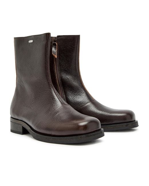 Our Legacy Brown Camion Grained Leather Ankle Boots for men