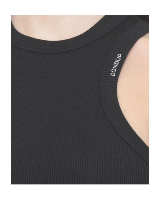 Dondup Black Ribbed Logo Sleeveless Top