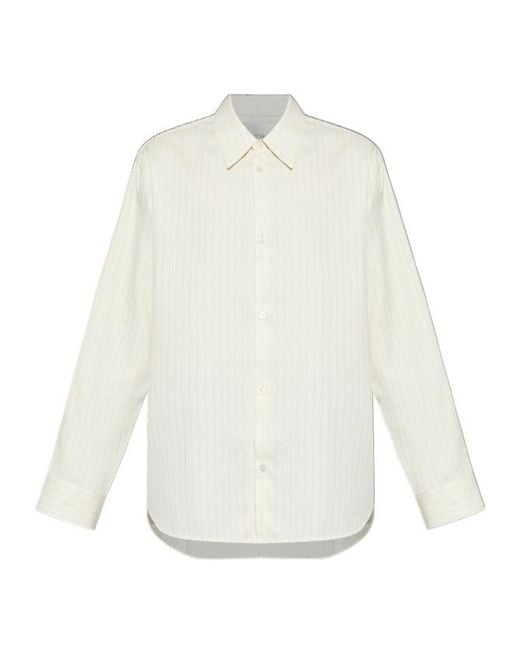 Studio Nicholson White View Striped Long-Sleeved Shirt for men