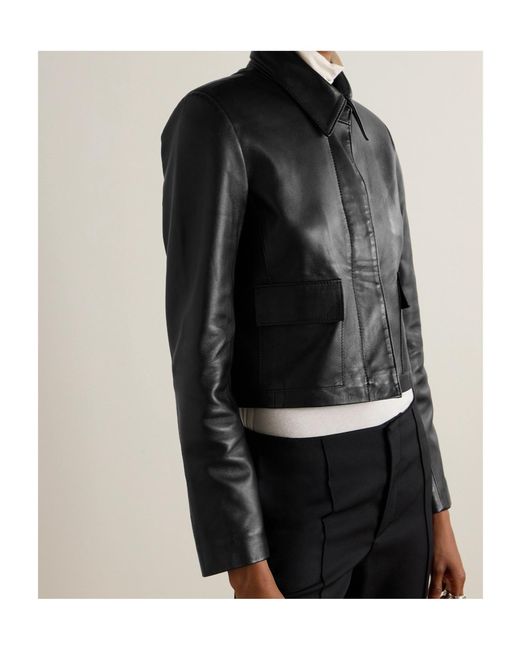 Nour Hammour Black Long-Sleeved Leather Jacket