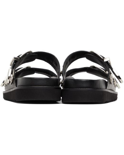Toga Virilis Black Studded Buckle-Strap Leather Sandals for men