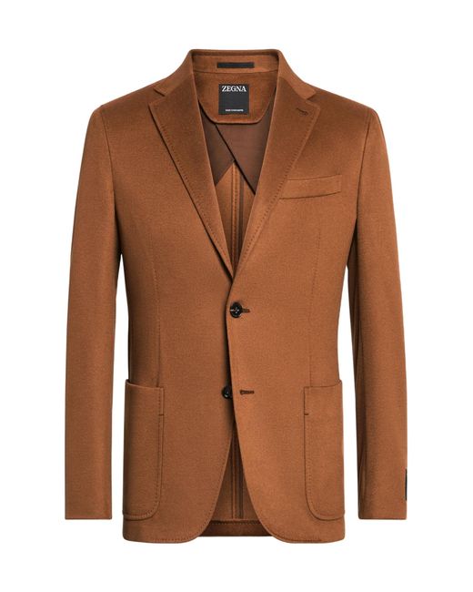 Zegna Brown Foliage Oasi Cashmere Suit Coat for men