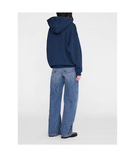 Anine Bing Blue Harvey Logo-Detail Hoodie