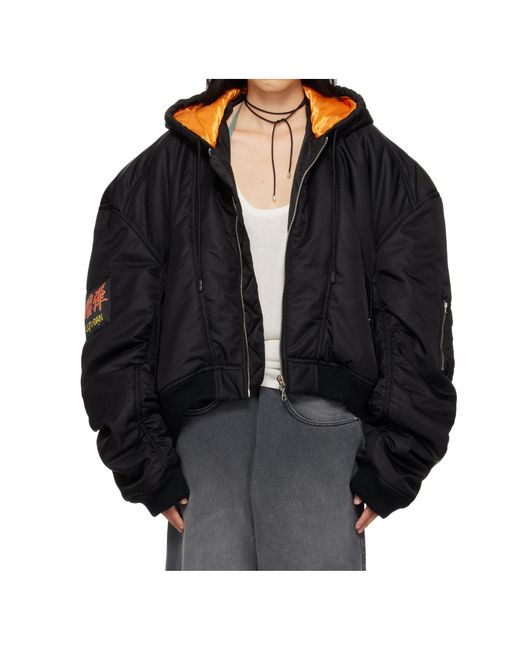 Lu'u Dan Black Patch Bomber Jacket for men