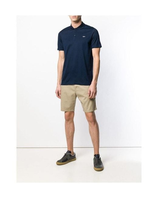 Paul & Shark Blue Logo Patch Short Sleeved Polo Shirt for men